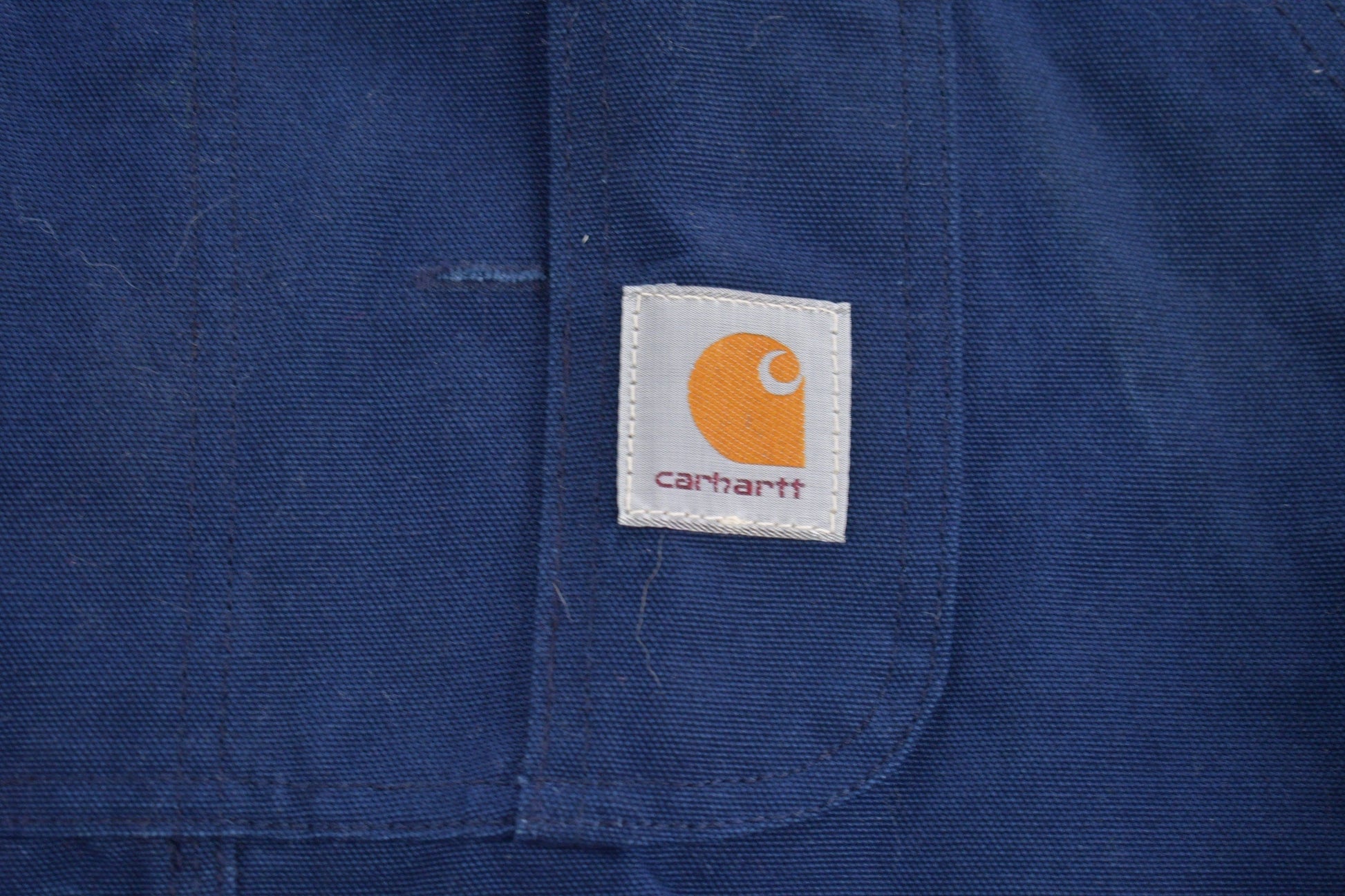 Vintage 1980s Carhartt Blue Canvas Double Knee Overalls Men's 50 x 31 from propervintagecanada