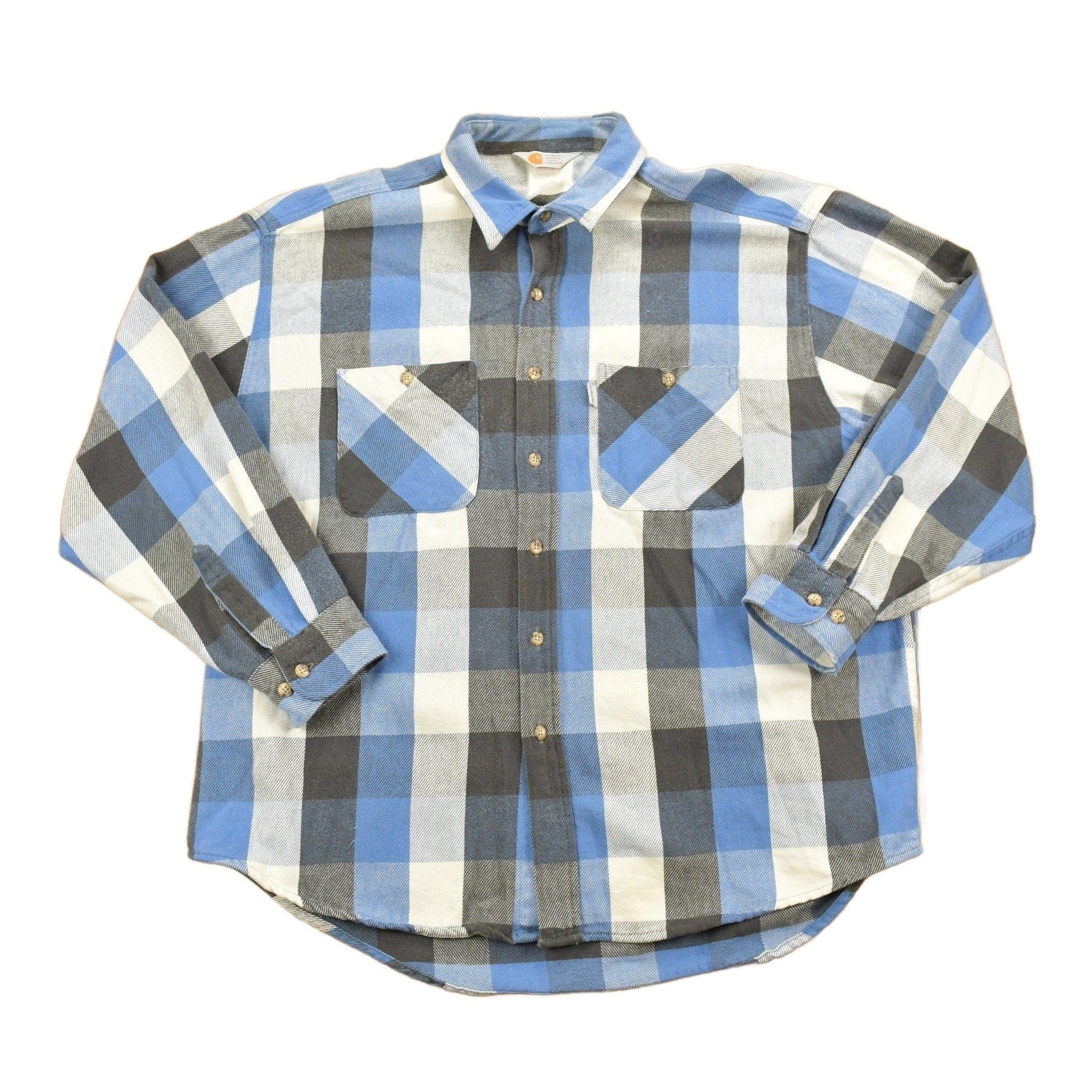 Vintage 1980s Carhartt Button Up Plaid Shirt Buffalo Plaid Men's 2XL from propervintagecanada