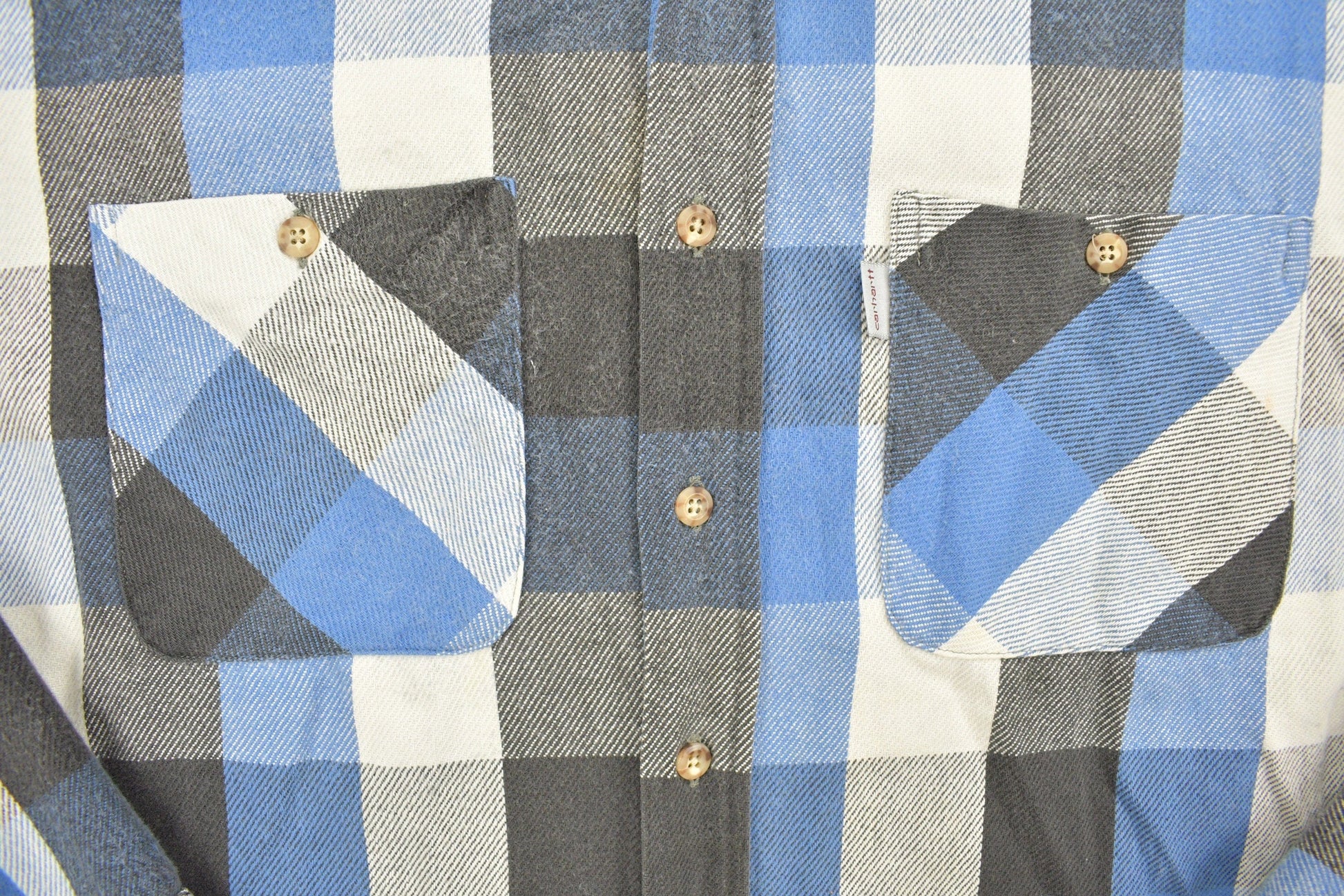 Vintage 1980s Carhartt Button Up Plaid Shirt Buffalo Plaid Men's 2XL from propervintagecanada