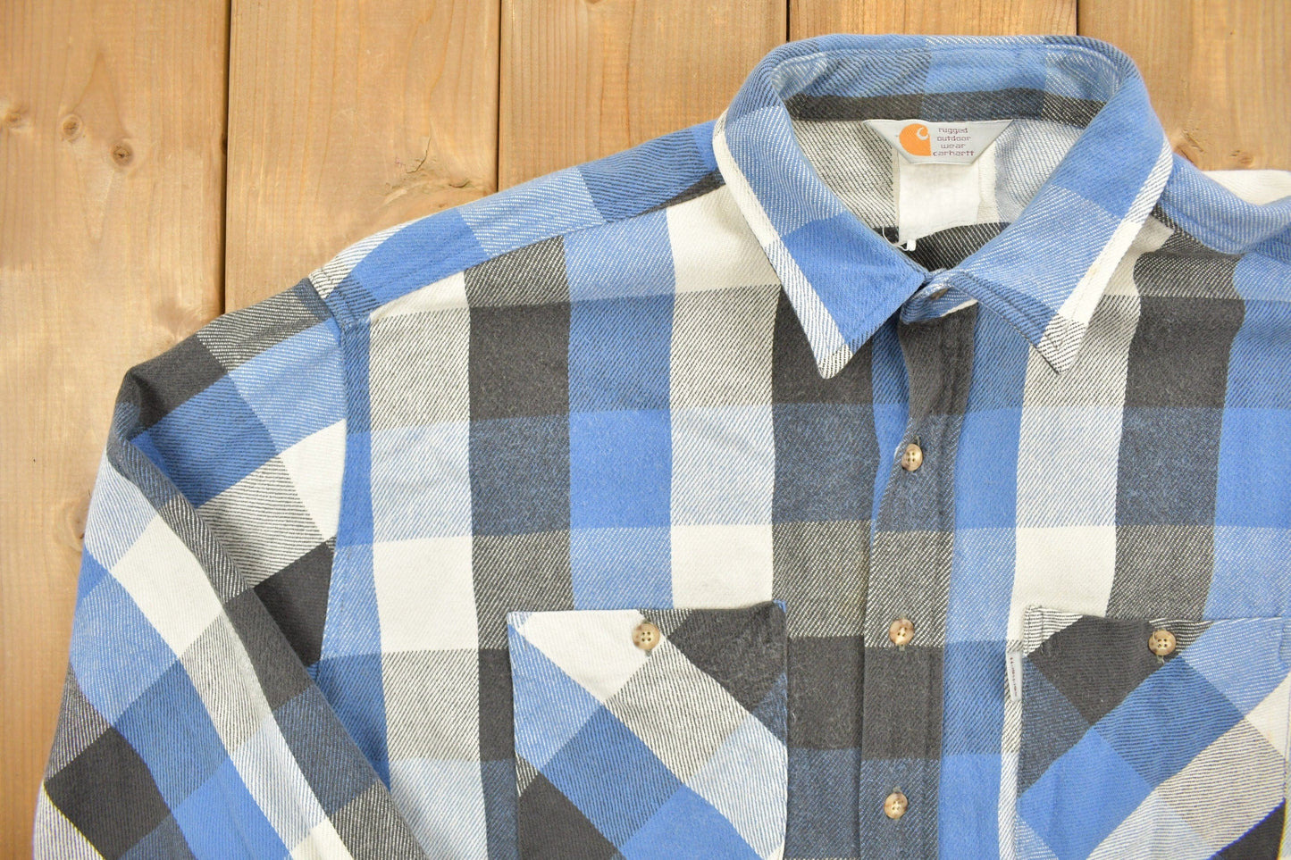 Vintage 1980s Carhartt Button Up Plaid Shirt Buffalo Plaid Men's 2XL from propervintagecanada
