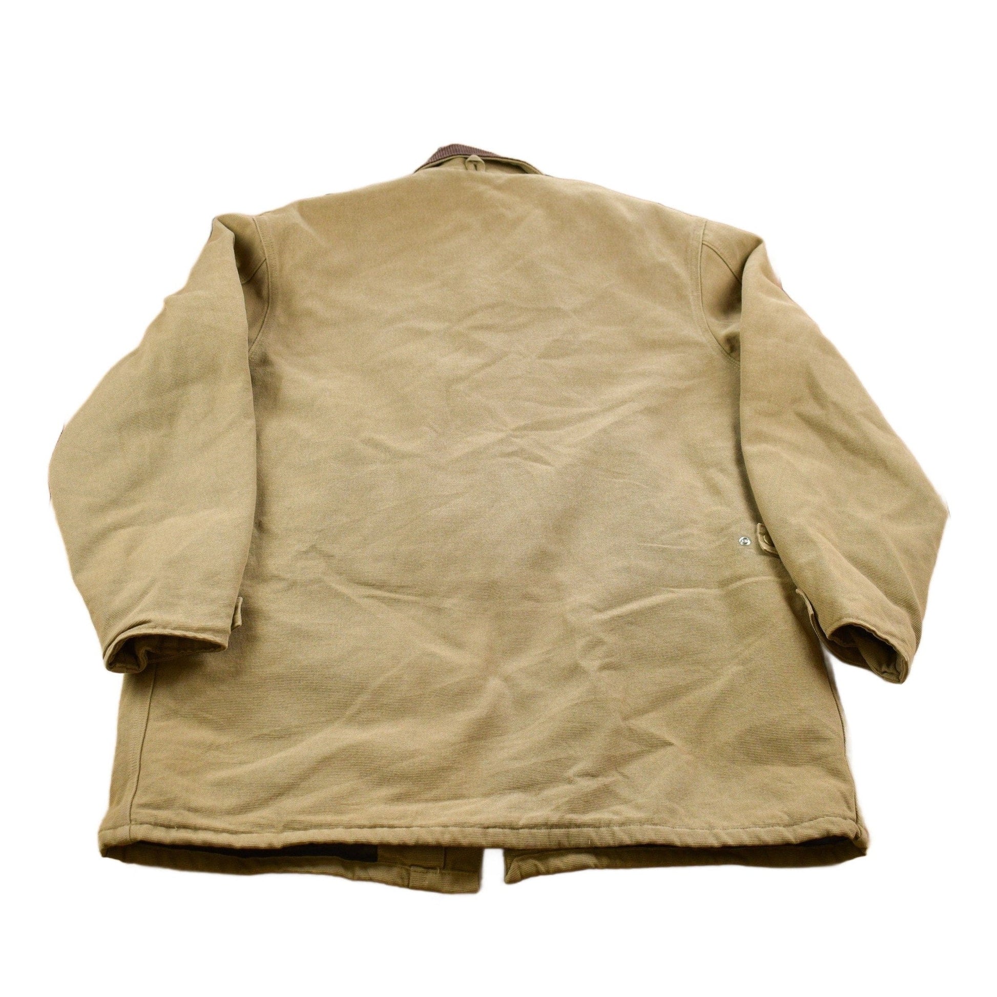 Vintage 1980s Carhartt Chore Coat Olive Green Men's XL Tall from propervintagecanada