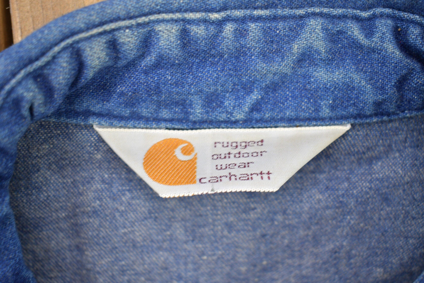 Vintage 1980s Carhartt Denim Button Up Shirt Men's Large from propervintagecanada
