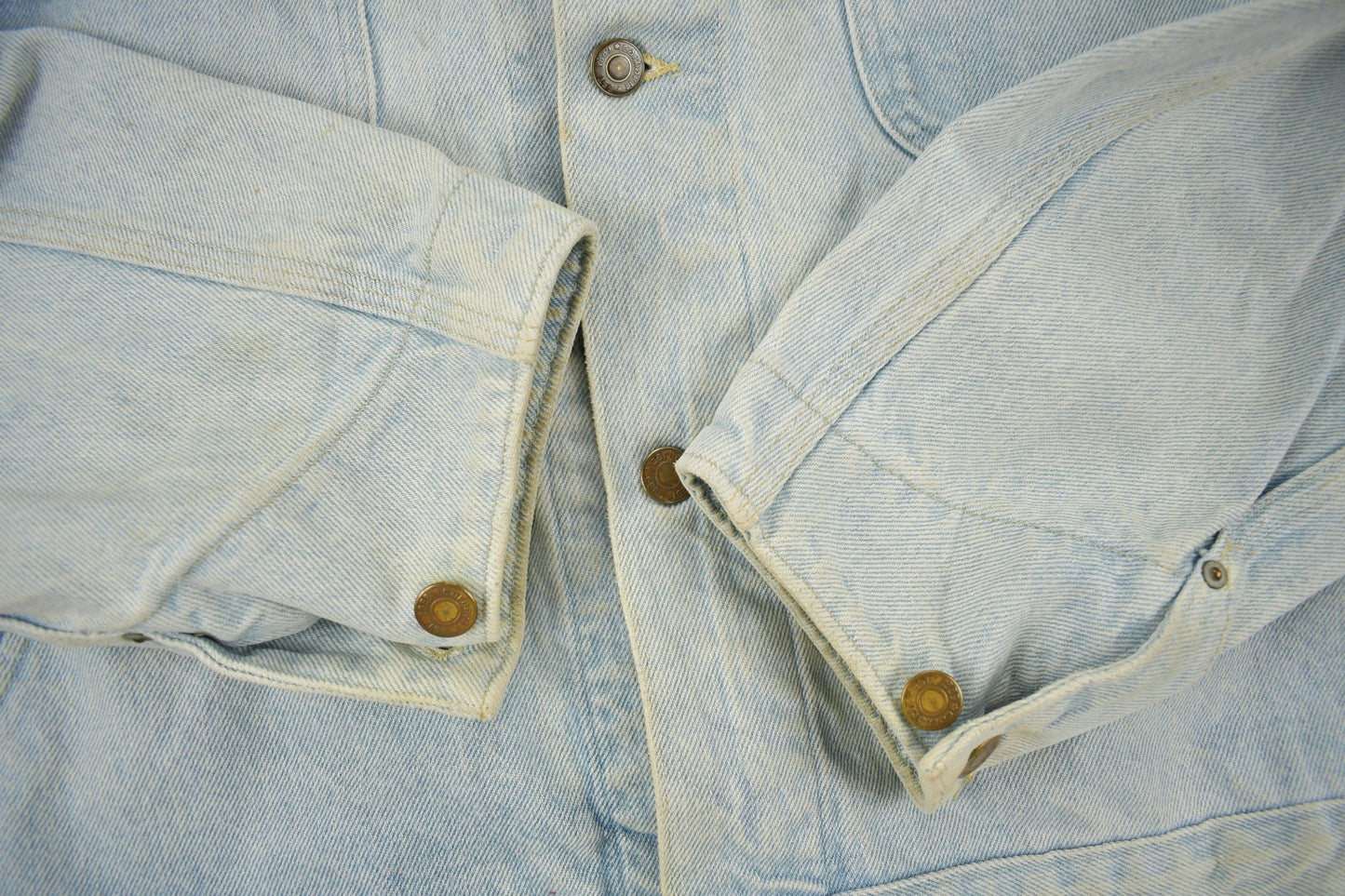 Vintage 1980s Carhartt Detroit Light Wash Denim Jean Jacket Men's XL from propervintagecanada