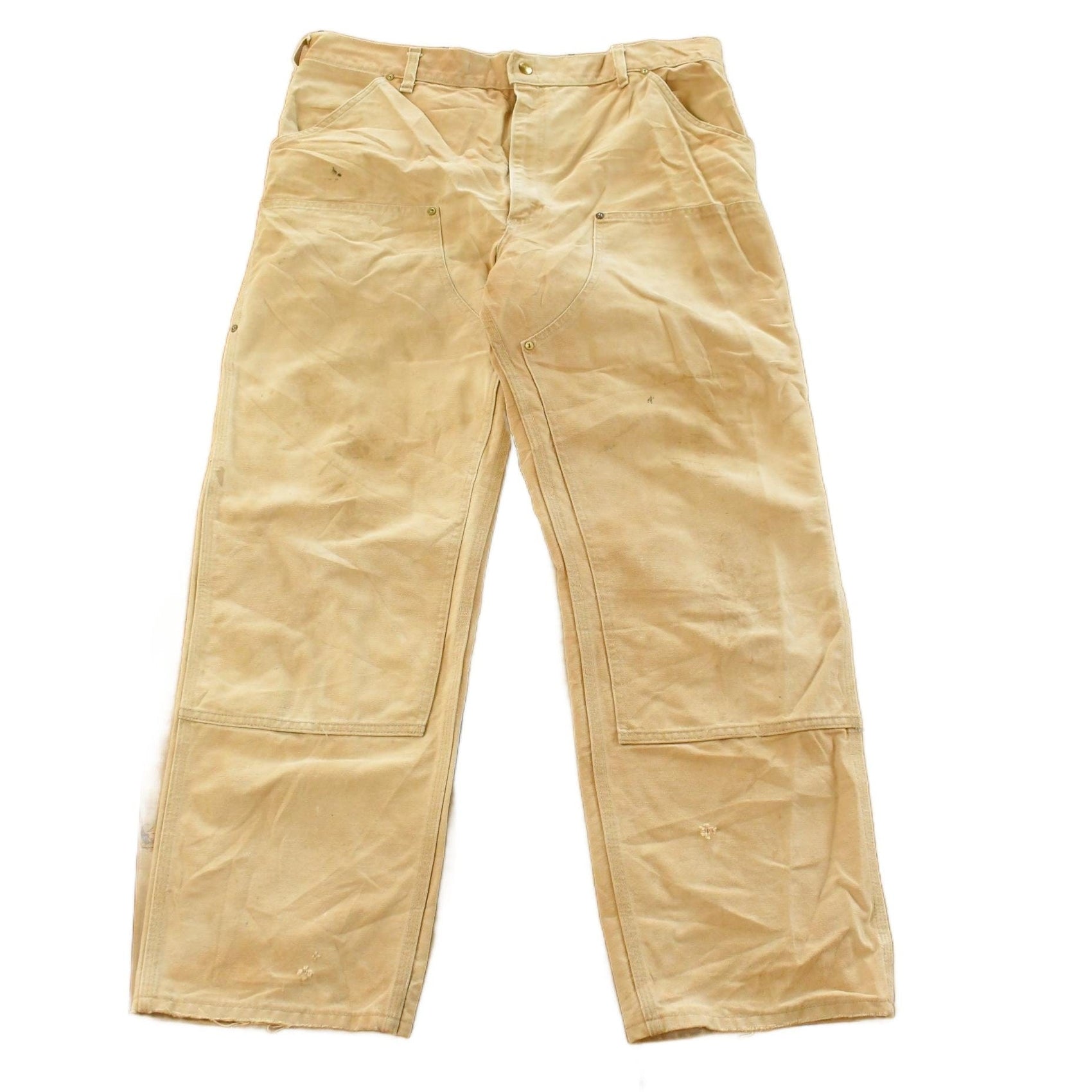 Vintage 1980s Carhartt Distressed Sun Faded Double Knee Pants Men's 37 x 29 from propervintagecanada