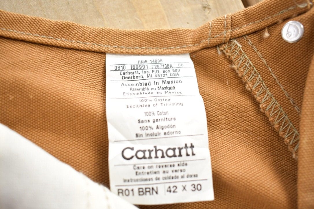 Vintage 1980s Carhartt Double Knee Canvas Overalls Men's 42 x 30 from propervintagecanada
