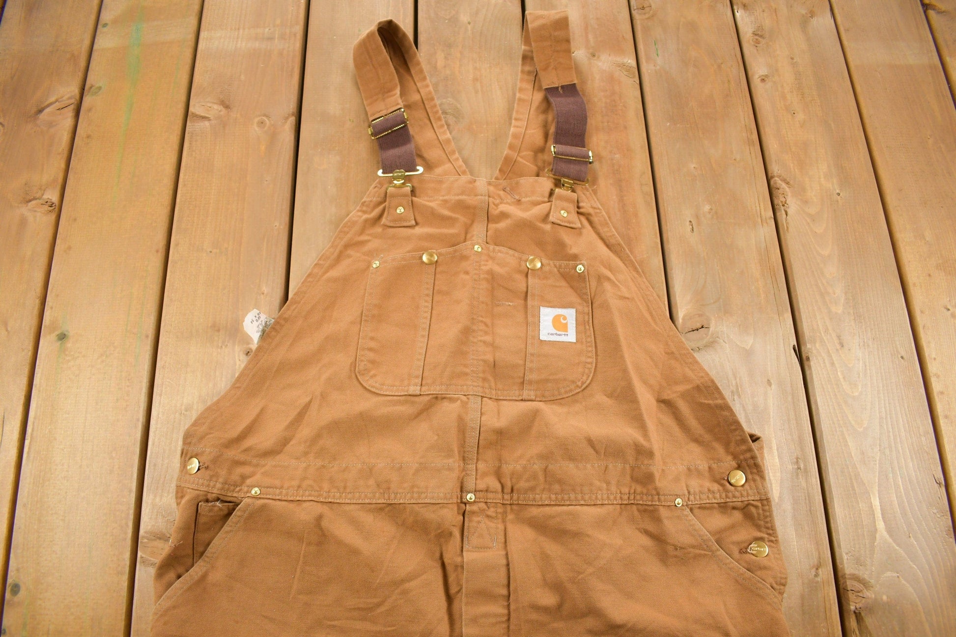 Vintage 1980s Carhartt Double Knee Canvas Overalls Men's 48 x 30.5 from propervintagecanada