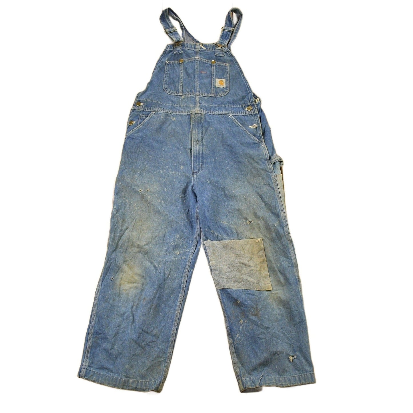 Vintage 1980s Carhartt Double Knee Distressed Denim Overalls Men's 36 x 30 from propervintagecanada