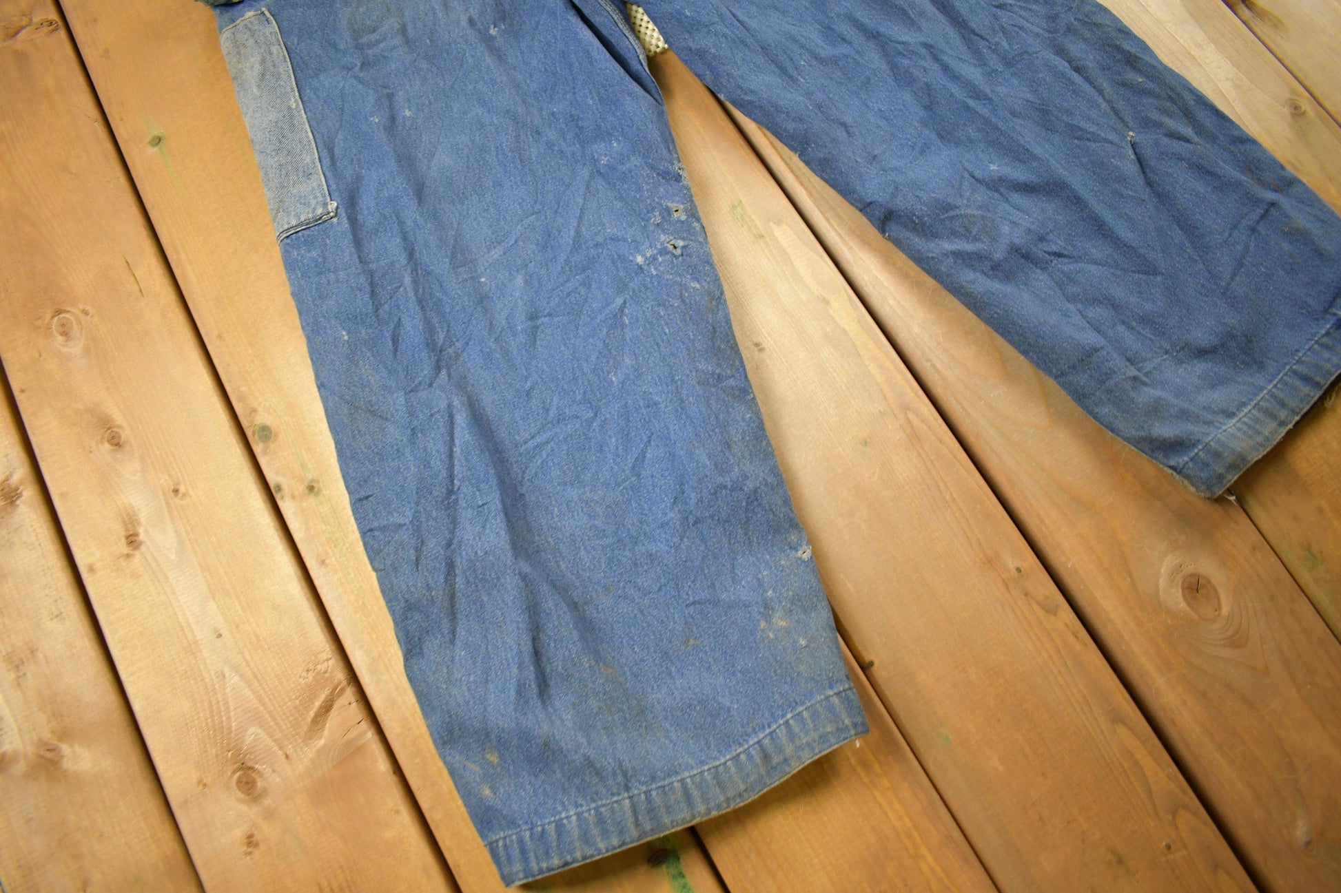 Vintage 1980s Carhartt Double Knee Distressed Denim Overalls Men's 36 x 30 from propervintagecanada