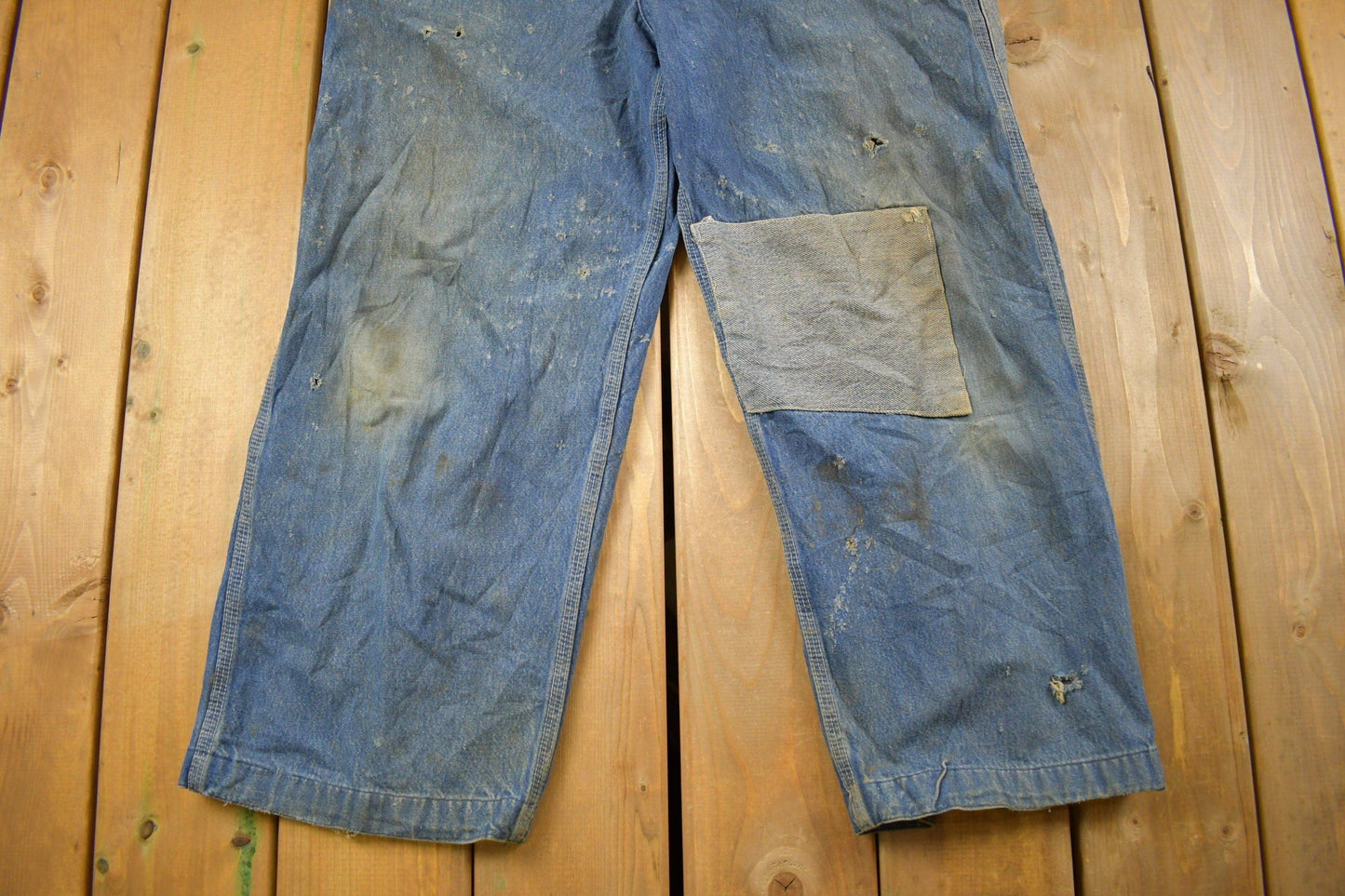 Vintage 1980s Carhartt Double Knee Distressed Denim Overalls Men's 36 x 30 from propervintagecanada