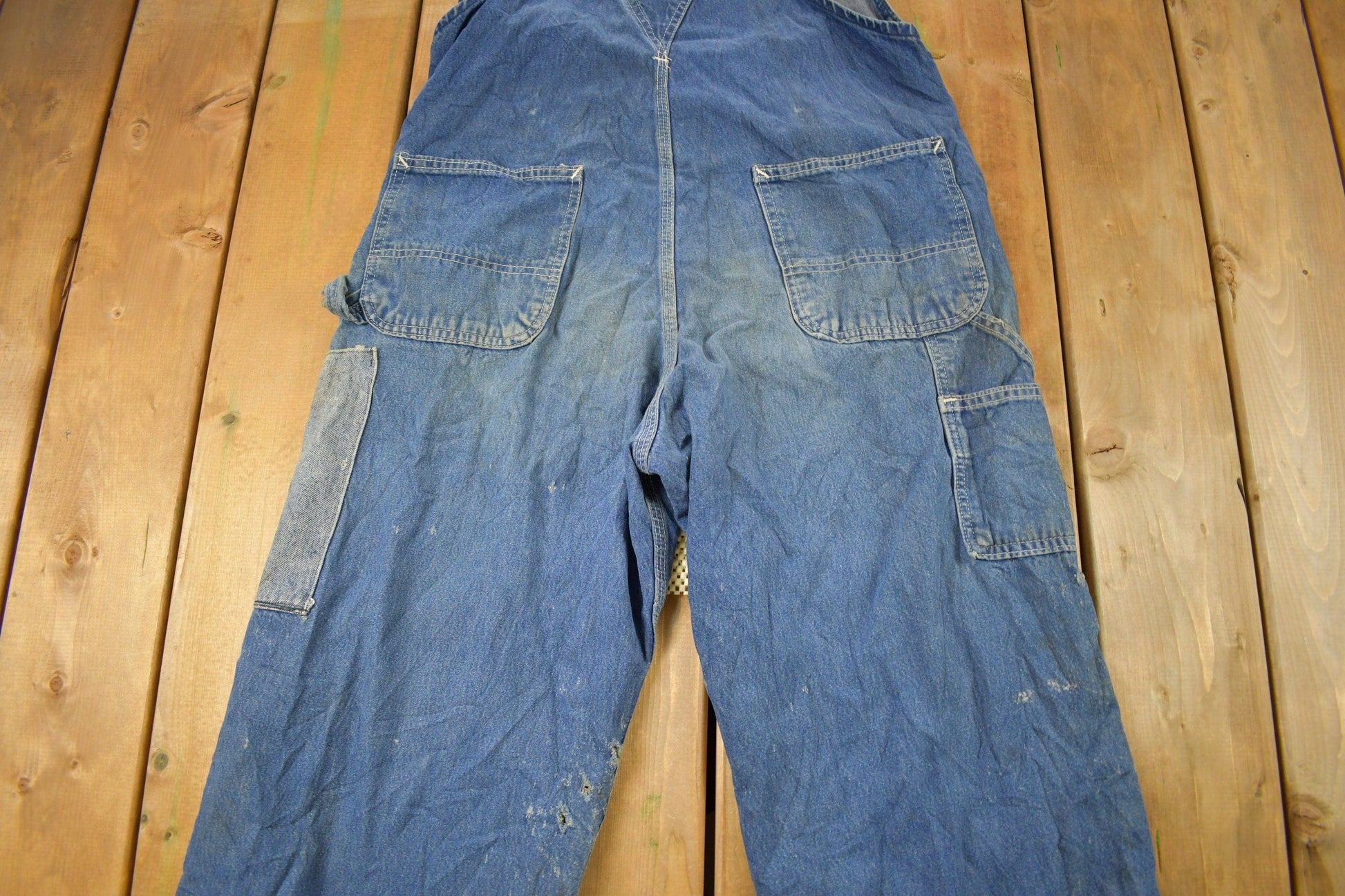 Vintage 1980s Carhartt Double Knee Distressed Denim Overalls Men's 36 x 30 from propervintagecanada