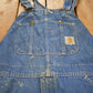 Vintage 1980s Carhartt Double Knee Distressed Denim Overalls Men's 36 x 30 from propervintagecanada