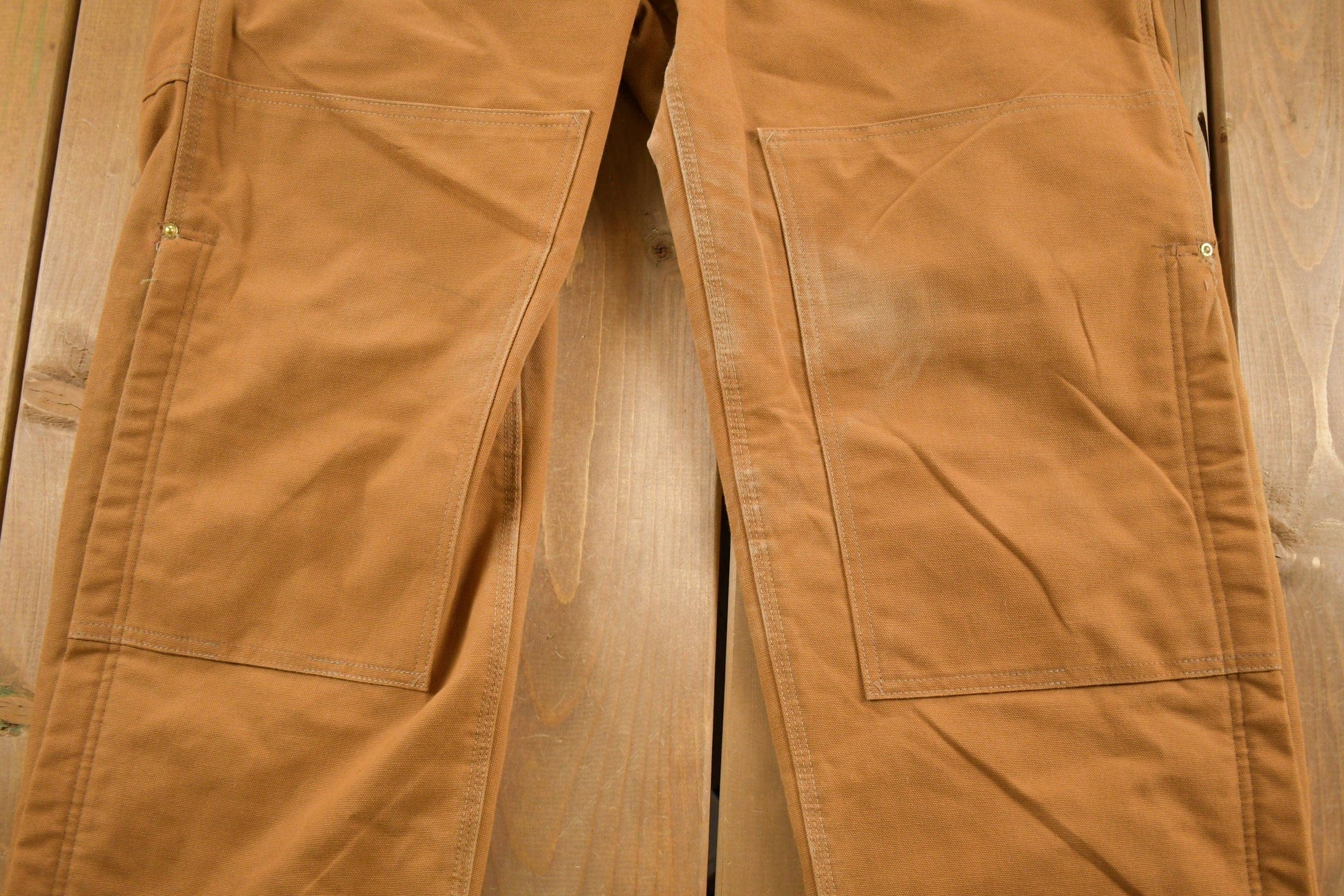 Vintage 1980s Carhartt Double Knee Quilted Canvas Overalls Men's 39 x 28 from propervintagecanada