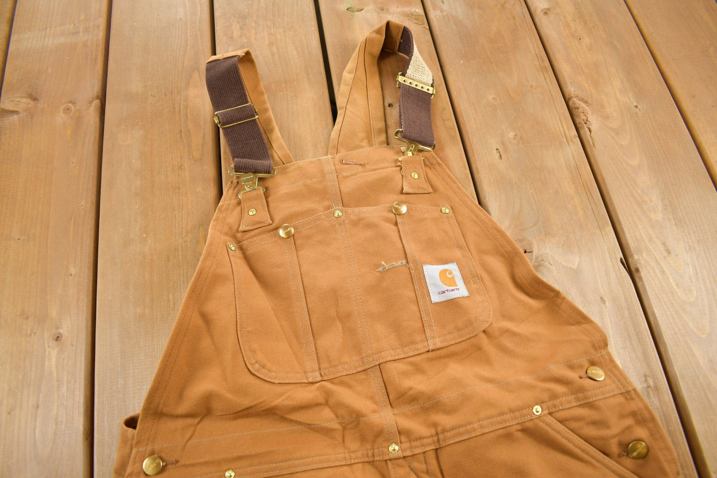Vintage 1980s Carhartt Double Knee Quilted Canvas Overalls Men's 39 x 28 from propervintagecanada
