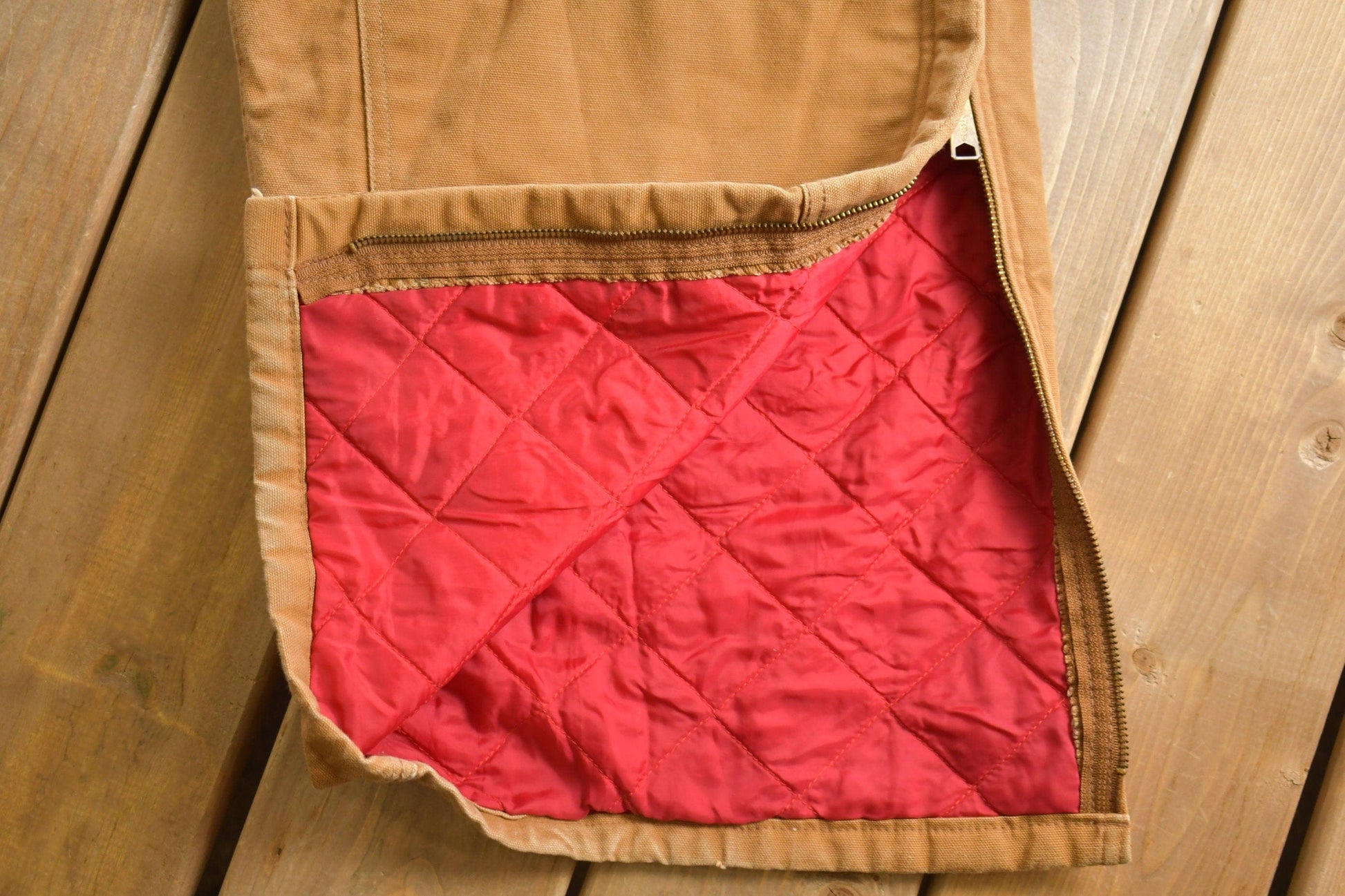 Vintage 1980s Carhartt Double Knee Quilted Canvas Overalls Men's 56 x 28 from propervintagecanada