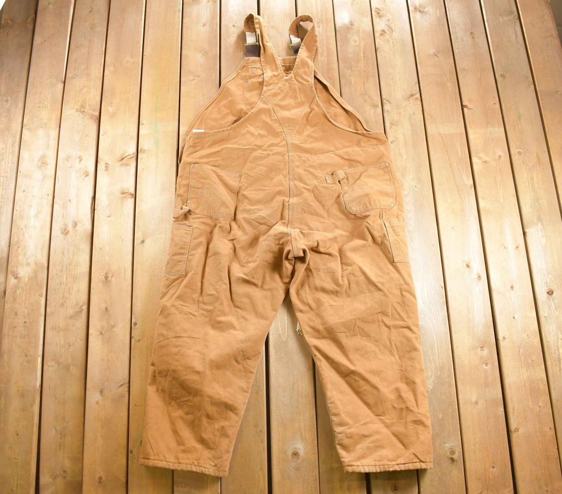 Vintage 1980s Carhartt Double Knee Quilted Canvas Overalls Men's 56 x 28 from propervintagecanada