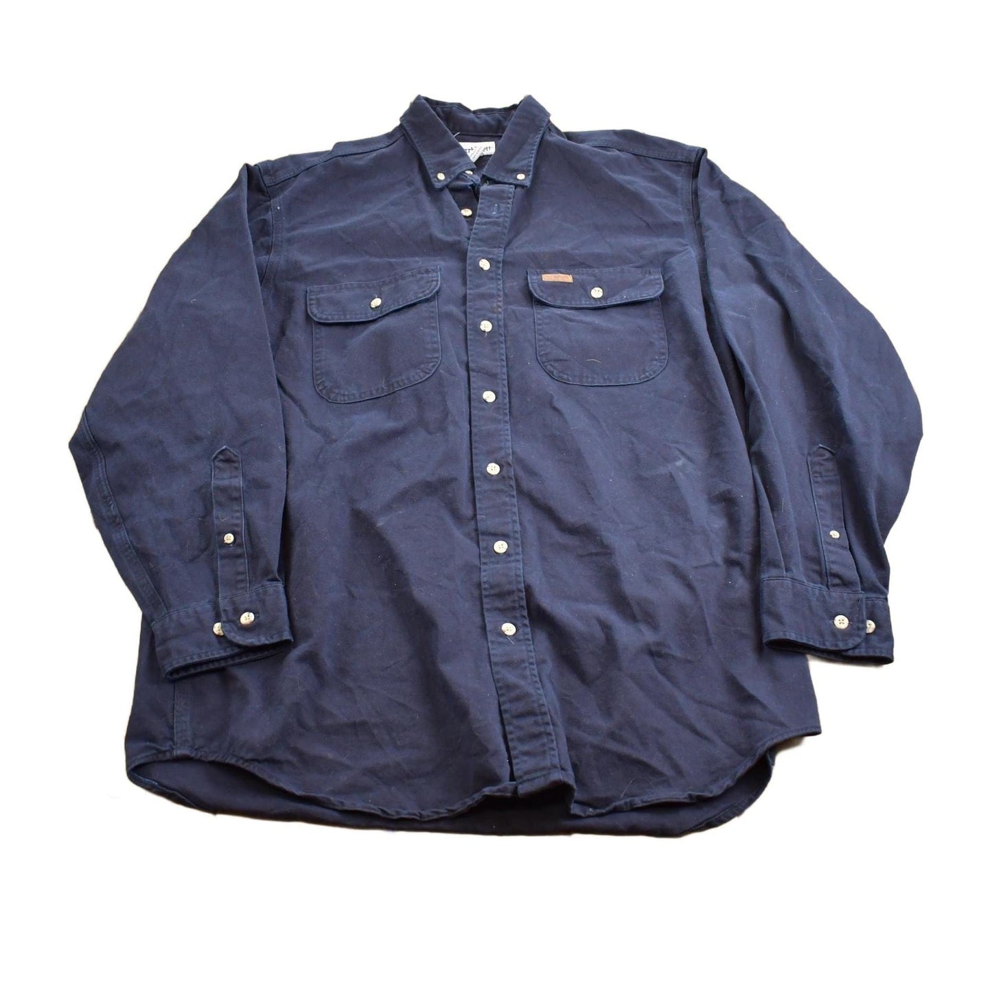 Vintage 1980s Carhartt Heavy Button Embroidered Up Shirt Men's XL from propervintagecanada