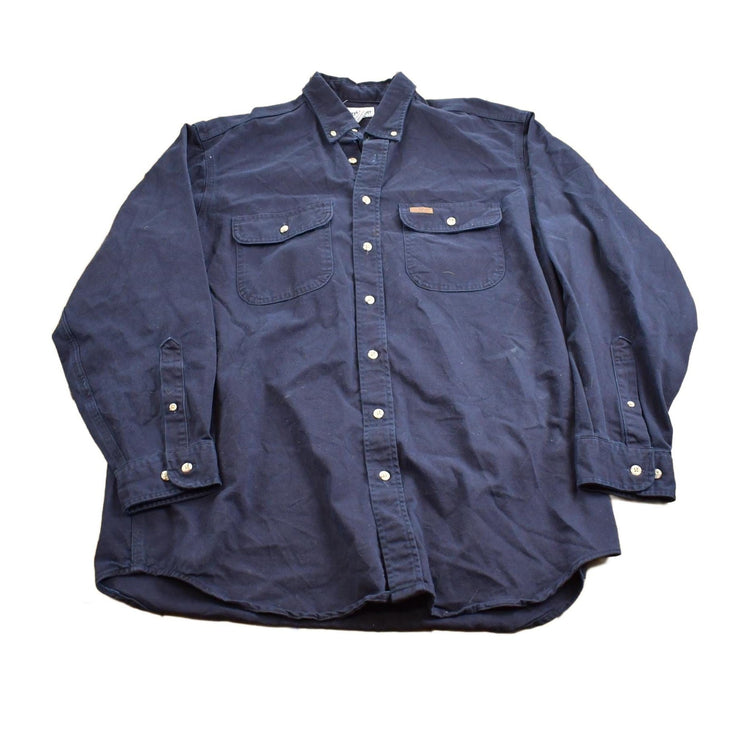 Vintage 1980s Carhartt Heavy Button Embroidered Up Shirt Men's XL from propervintagecanada