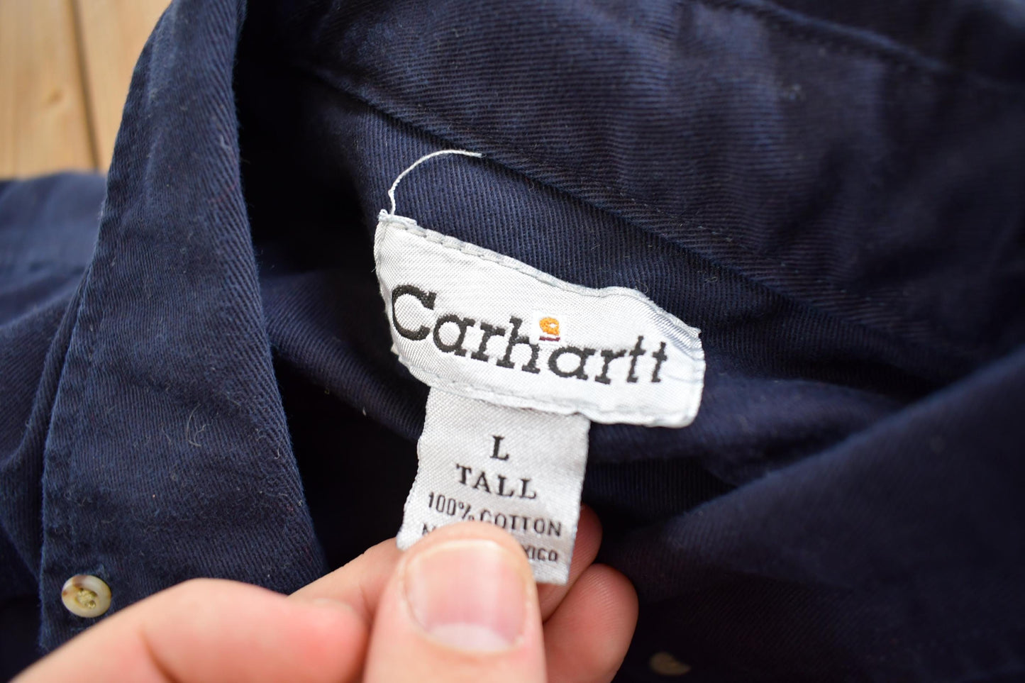Vintage 1980s Carhartt Heavy Button Embroidered Up Shirt Men's XL from propervintagecanada