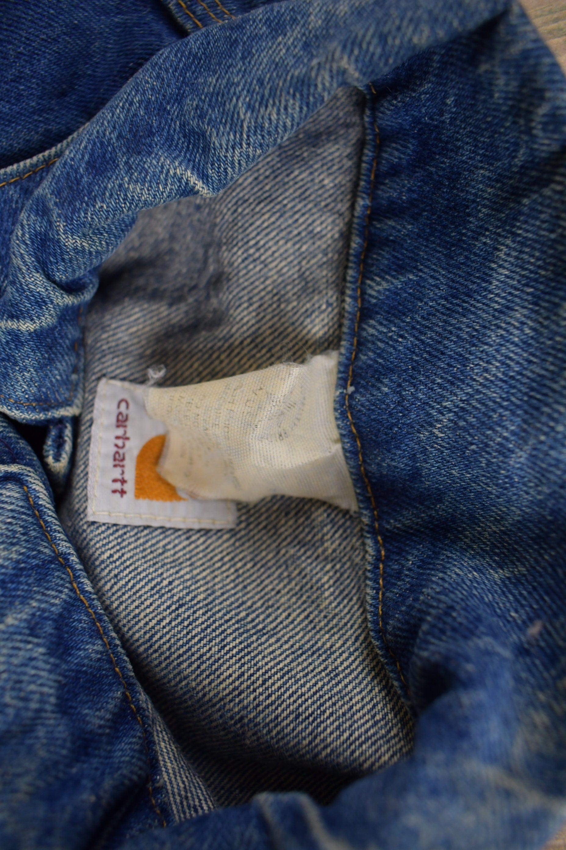 Vintage 1980s Carhartt Medium Wash Jean Jacket Men's M from propervintagecanada