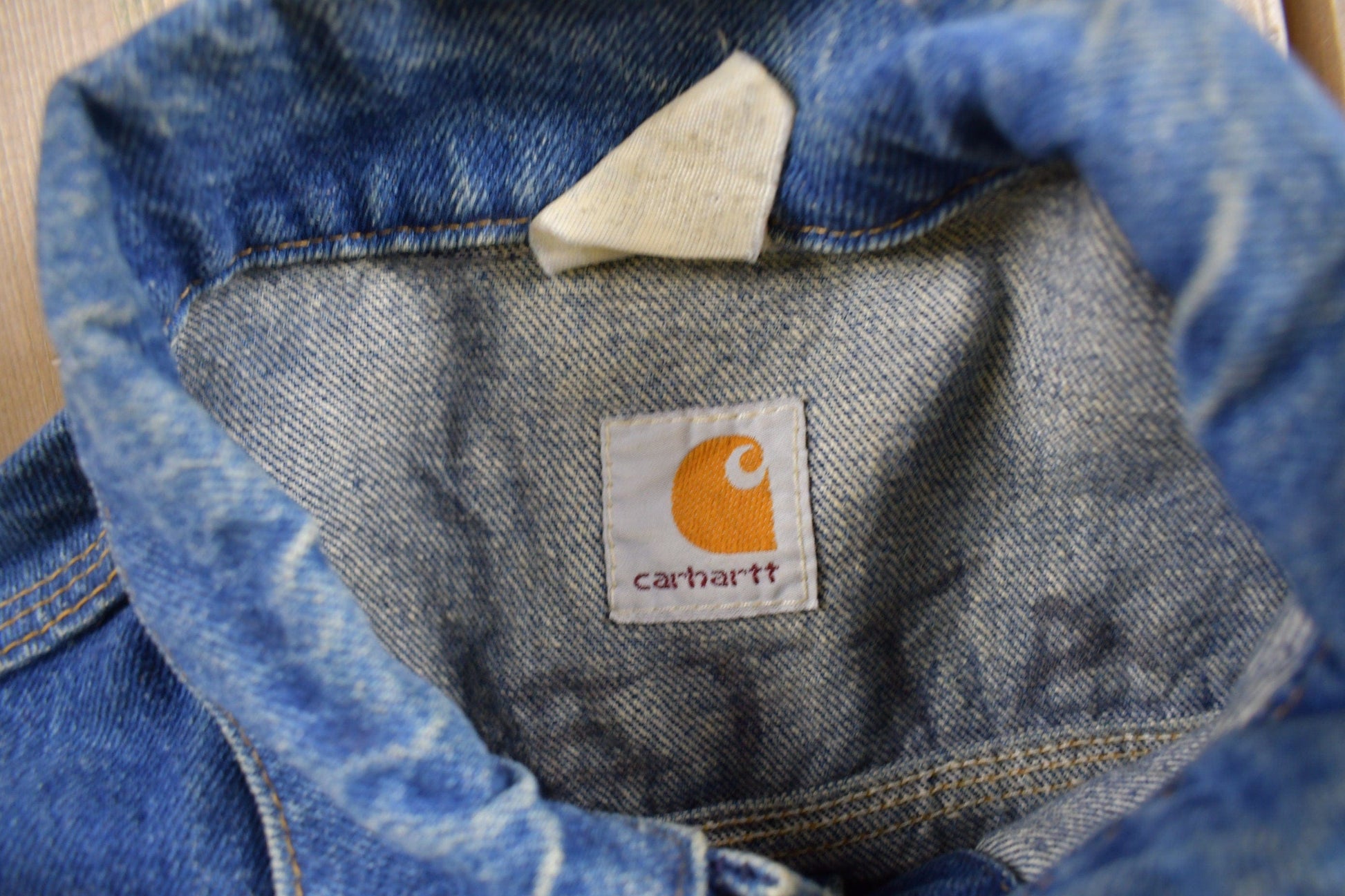 Vintage 1980s Carhartt Medium Wash Jean Jacket Men's M from propervintagecanada