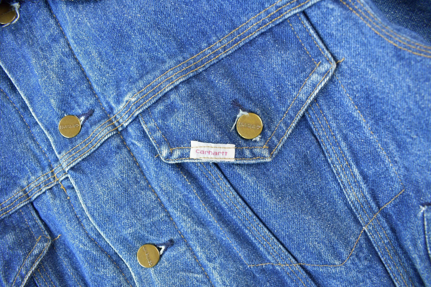 Vintage 1980s Carhartt Medium Wash Jean Jacket Men's Medium from propervintagecanada