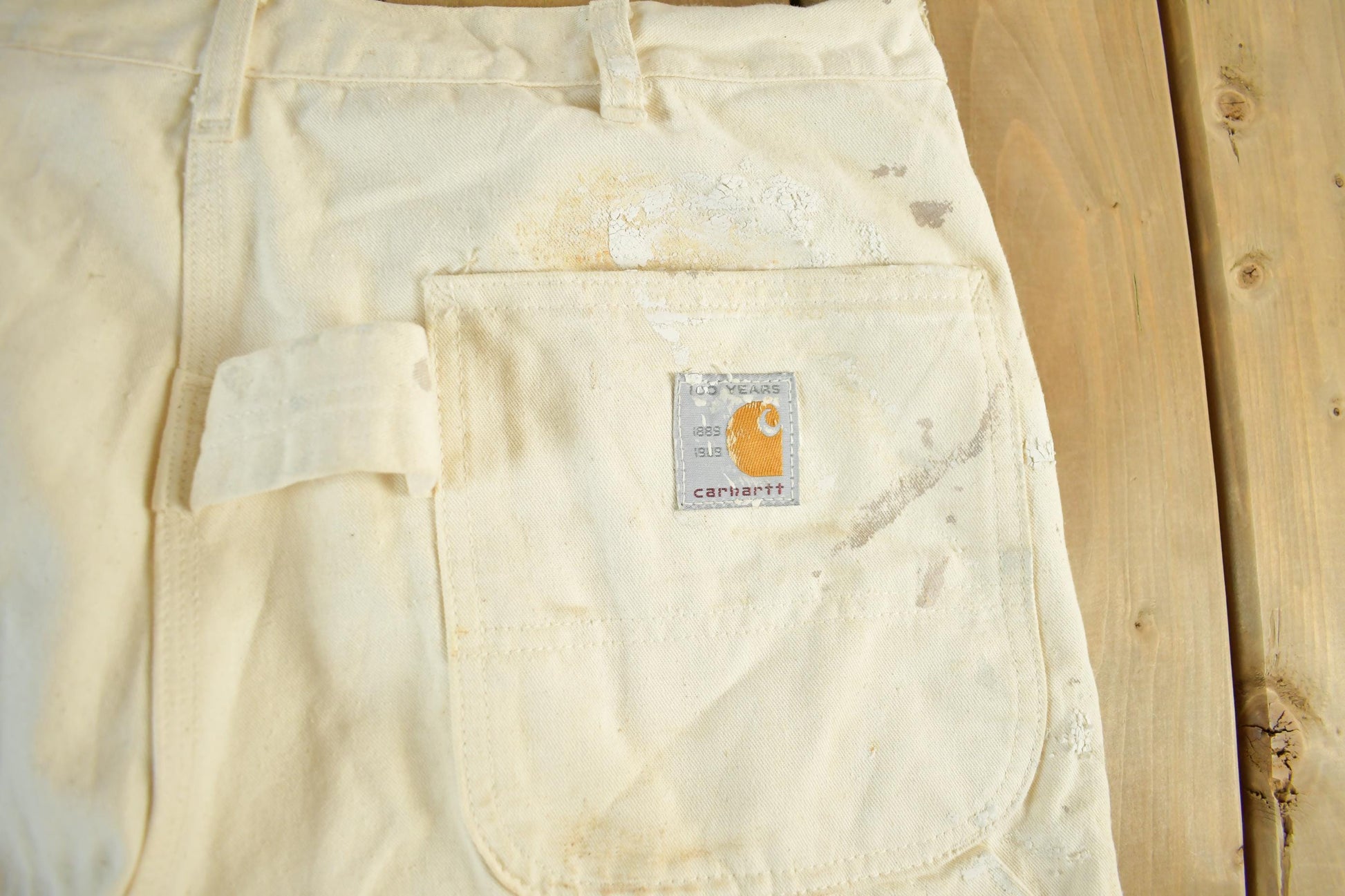 Vintage 1980s Carhartt Paint Distressed Carpenter Work Pants Men's Large 37 x 30 from propervintagecanada