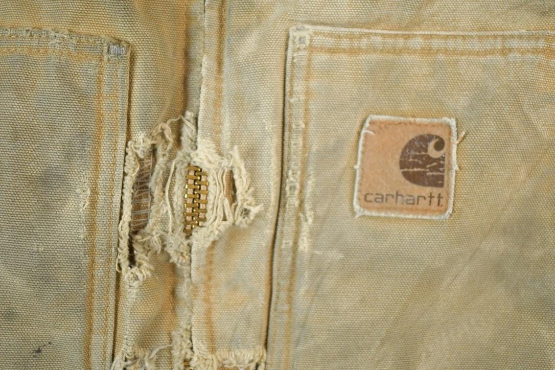 Vintage 1980s Carhartt Perfectly Distressed Collared Work Jacket Men's 2XL from propervintagecanada