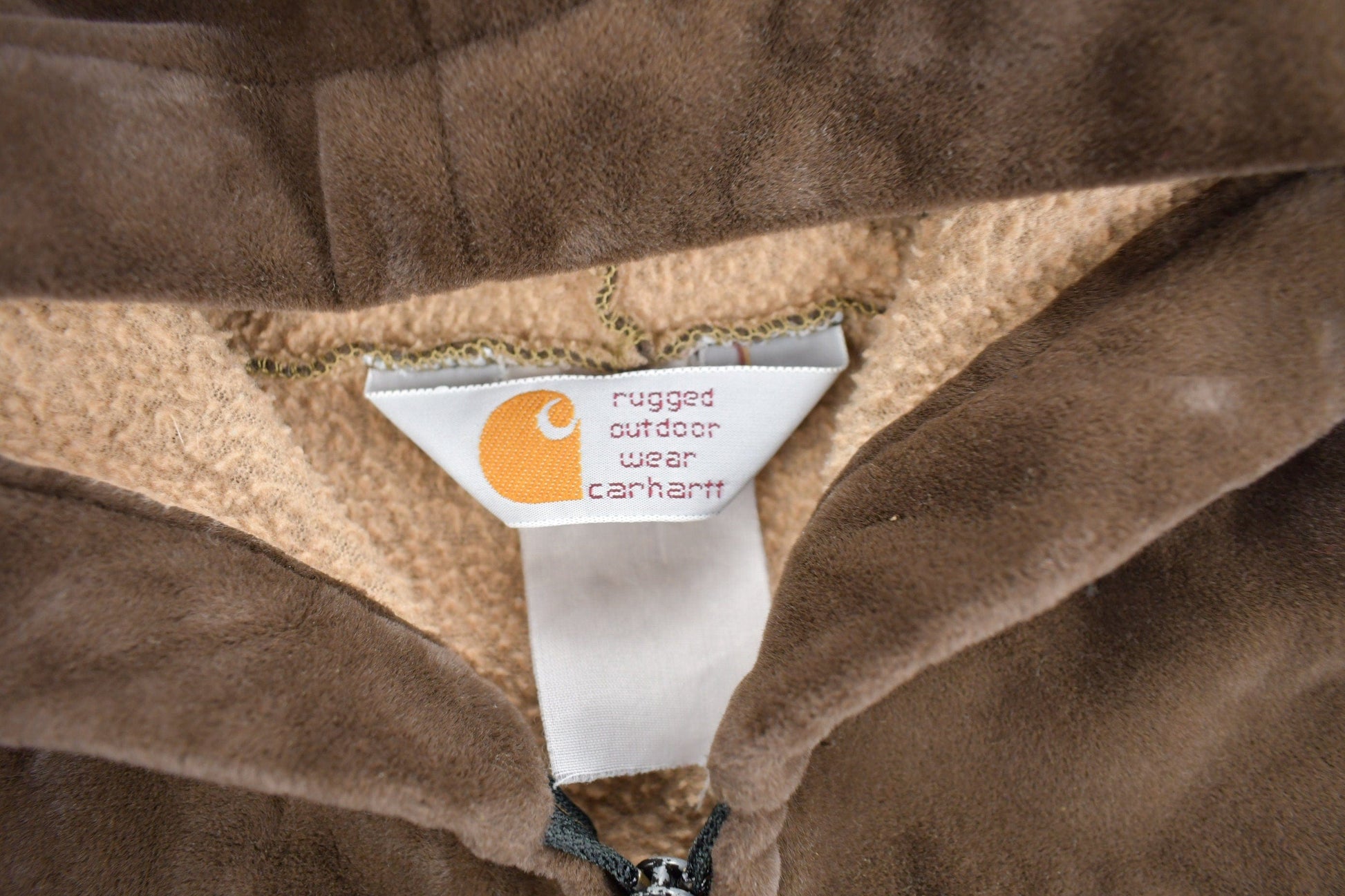 Vintage 1980s Carhartt Rugged Outdoor Wear Fleece Lined Velvet Hoodie Men's 2XL from propervintagecanada