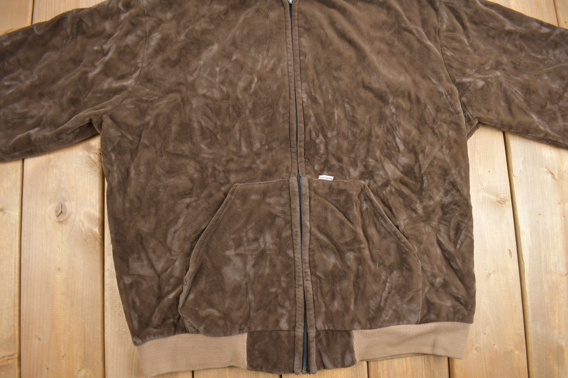 Vintage 1980s Carhartt Rugged Outdoor Wear Fleece Lined Velvet Hoodie Men's 2XL from propervintagecanada