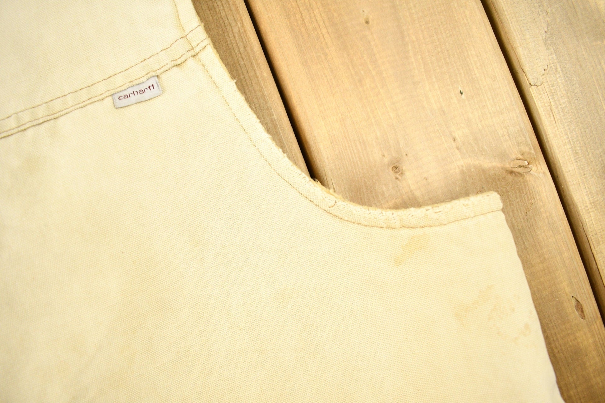 Vintage 1980s Carhartt Sherpa Lined Beige Work Vest from propervintagecanada