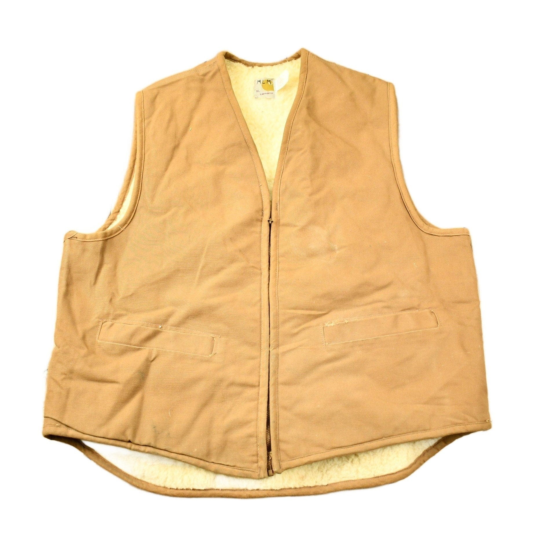 Vintage 1980s Carhartt Sherpa Lined Brown Work Vest Vintage Workwear Men's XL from propervintagecanada