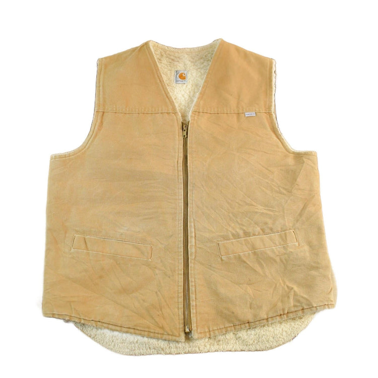 Vintage 1980s Carhartt Sherpa Lined Vest Jacket Mens Large Tall from propervintagecanada