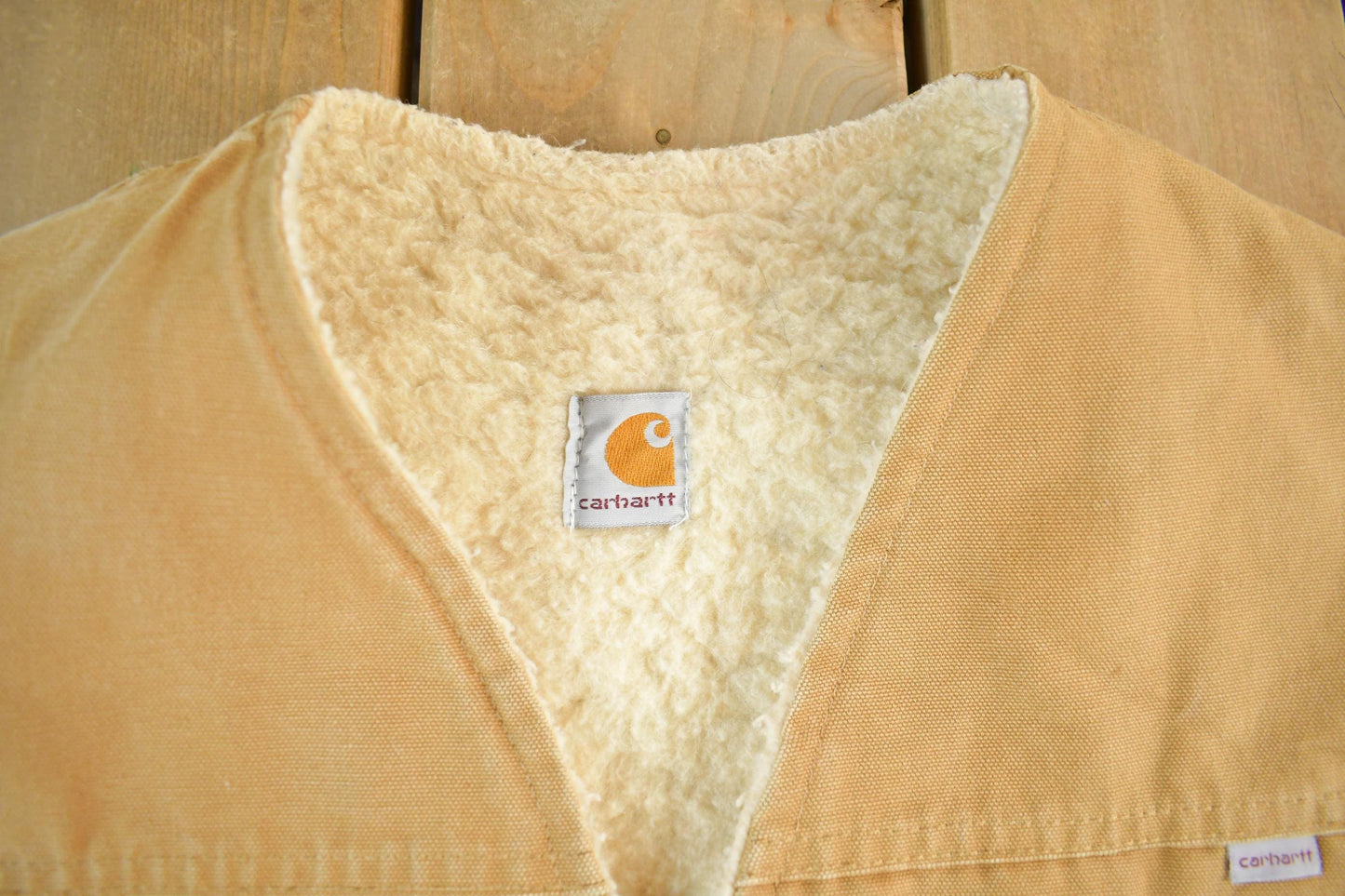 Vintage 1980s Carhartt Sherpa Lined Vest Jacket Mens Large Tall from propervintagecanada