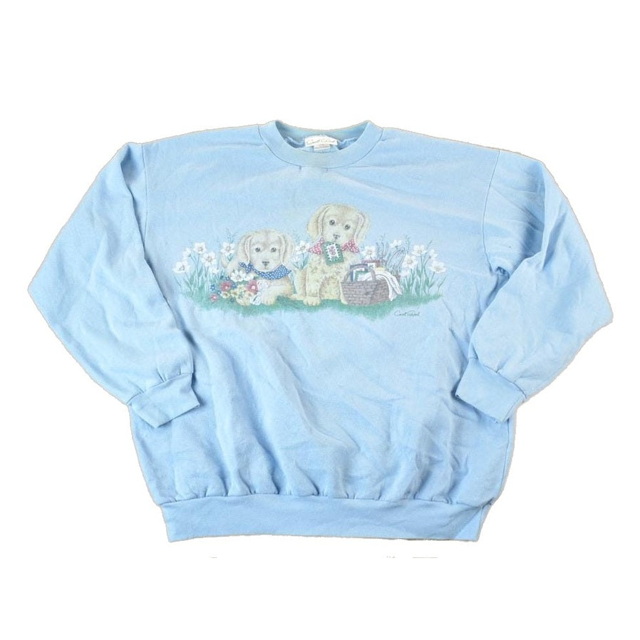 Vintage 1980s Carroll Reed Cute Puppy Crewneck Sweatshirt Womens L from propervintagecanada
