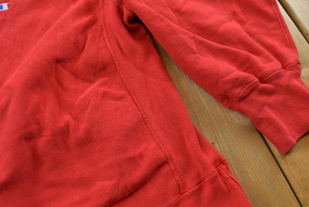 Vintage 1980s Champion Blank Red Reverse Weave Warm Up Crewneck Sweatshirt Men's M / Made in USA / 80s Streetwear from propervintagecanada