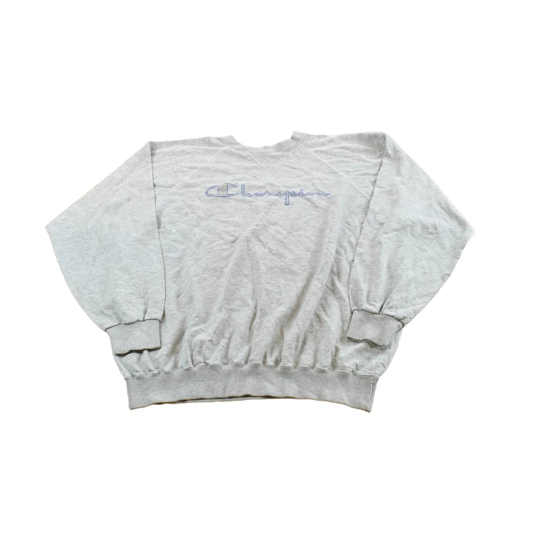 Vintage 1980s Champion Raglan Logo Spellout Crewneck Sweater Men's XL from propervintagecanada