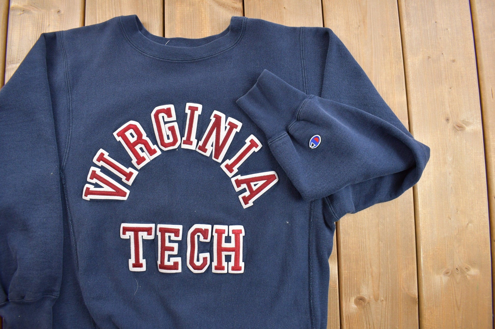 Vintage 1980s Champion Reverse Weave Warmup Virginia Tech Collegiate Crewneck Men's Small from propervintagecanada