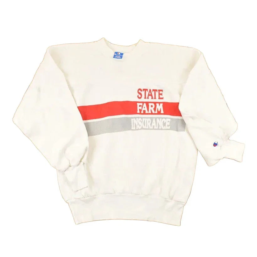 Vintage 1980s Champion State Farm Insurance Graphic Print Crewneck Sweatshirt Men's M from propervintagecanada