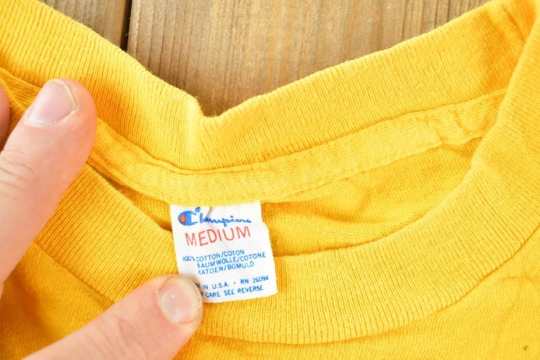 Vintage 1980s Champion Vermillion University Collegiate T-Shirt Men's XS from propervintagecanada