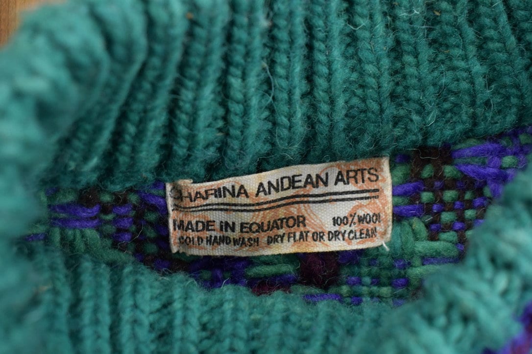 Vintage 1980s Charina Andean Arts 100% Wool Knit Sweater Men's Large from propervintagecanada