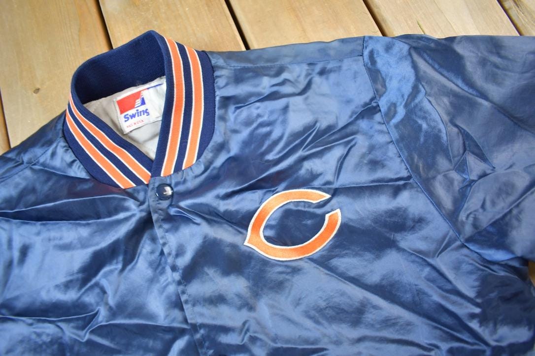 Vintage 1980s Chicago Bears NFL Swingster Satin Bomber Jacket Men's Medium from propervintagecanada