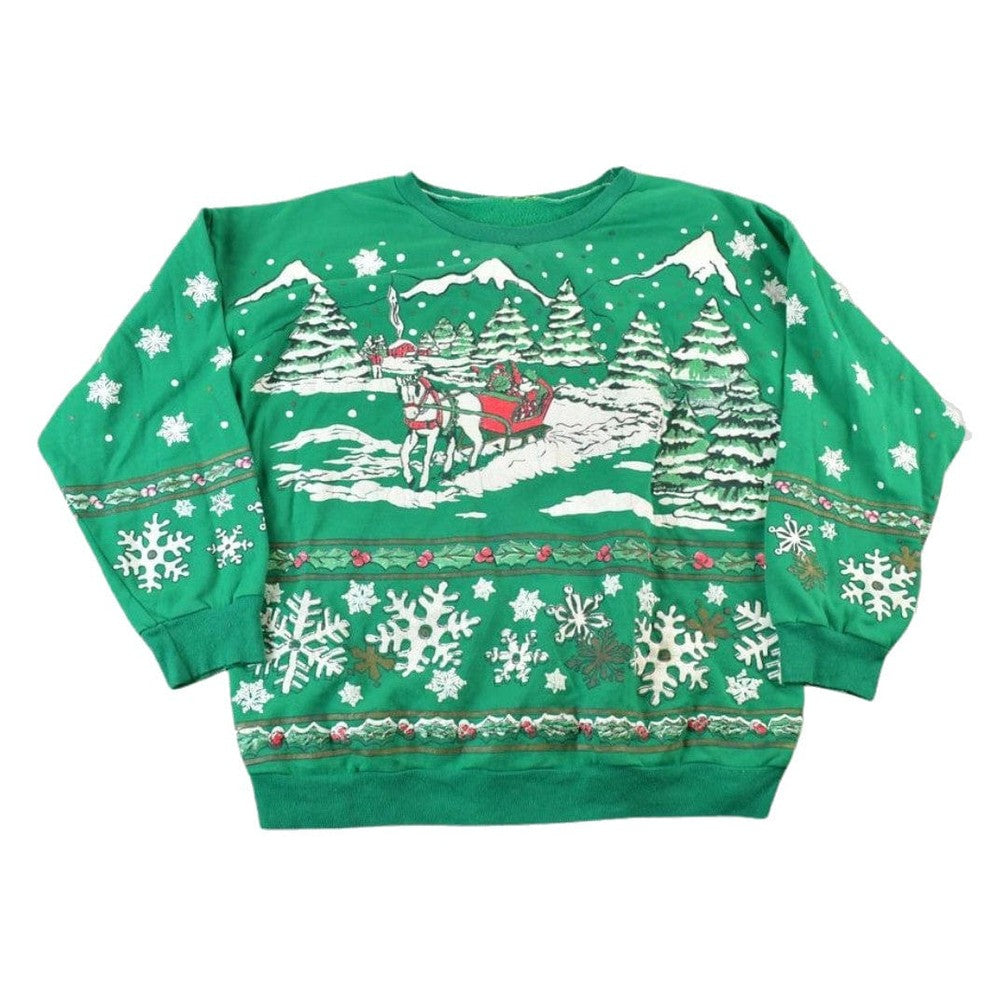 Vintage 1980s Christmas AOP Cute Crewneck Sweater Women's Large from propervintagecanada