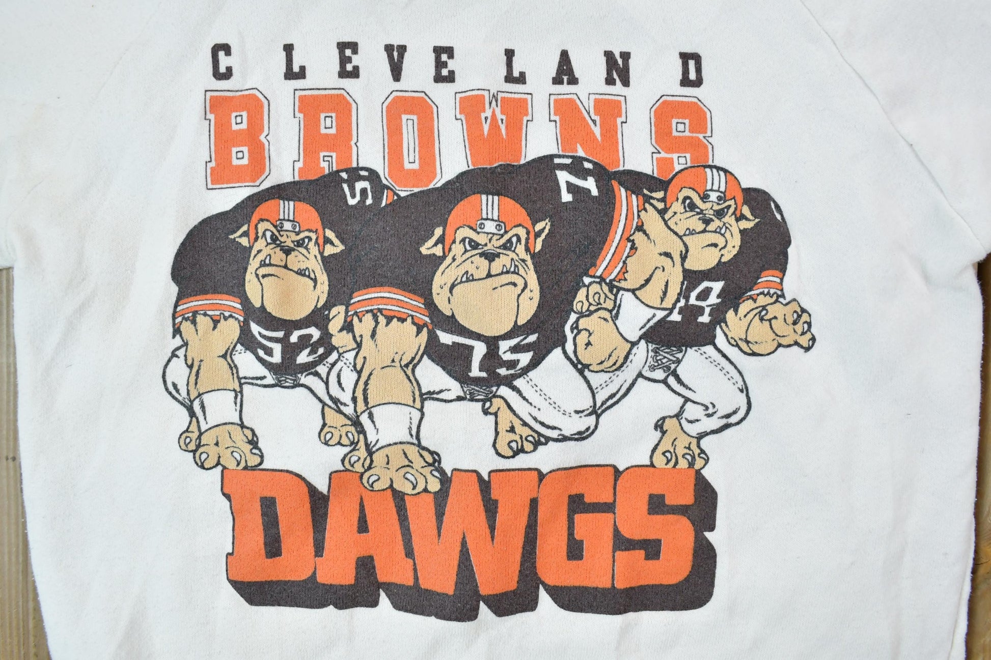 Vintage 1980s Cleveland Browns Dawgs Starting Line NFL Crewneck Sweatshirt Youth M from propervintagecanada