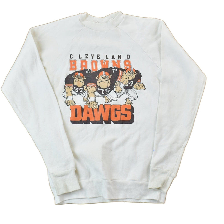 Vintage 1980s Cleveland Browns Dawgs Starting Line NFL Crewneck Sweatshirt Youth M from propervintagecanada