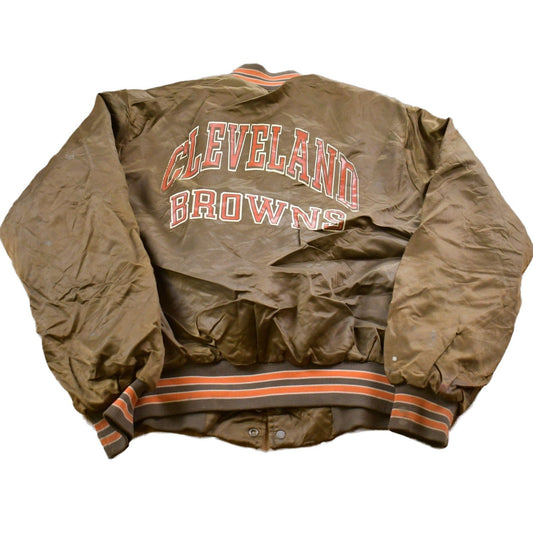 Vintage 1980s Cleveland Browns NFL Chalkline Satin Bomber Jacket Men's Large