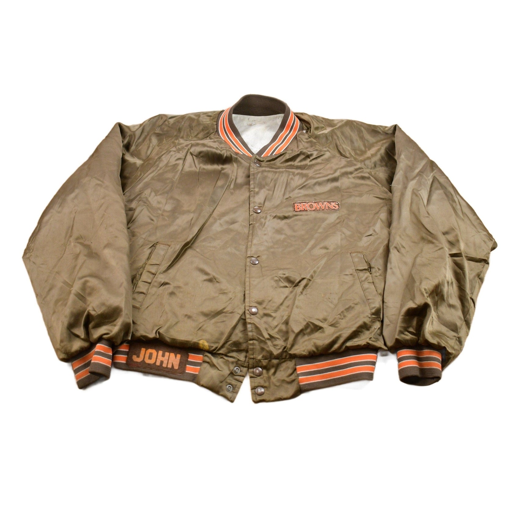 Vintage 1980s Cleveland Browns NFL Satin Bomber Jacket Men's XL from propervintagecanada