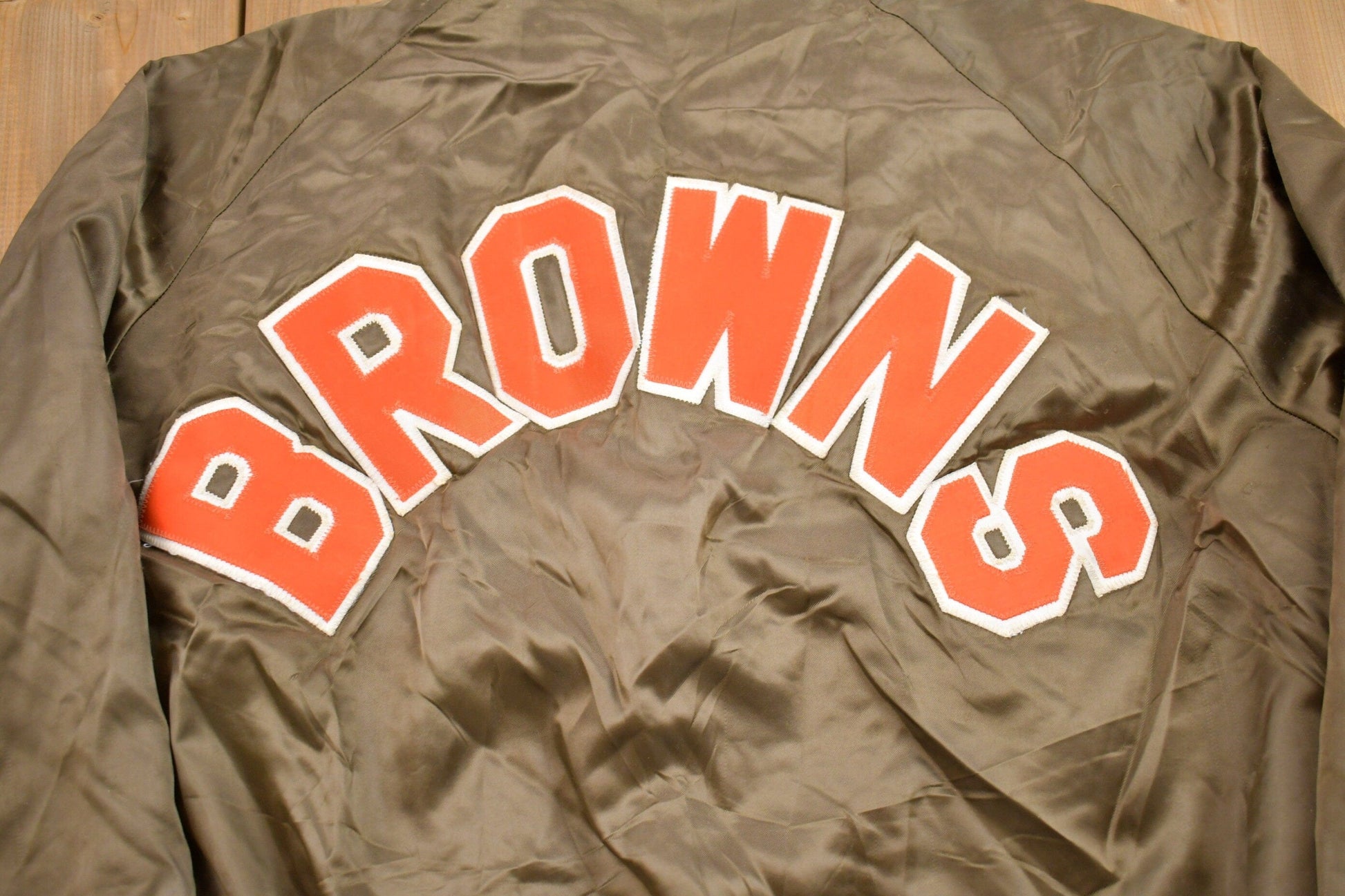 Vintage 1980s Cleveland Browns NFL Satin Bomber Jacket Men's XL from propervintagecanada
