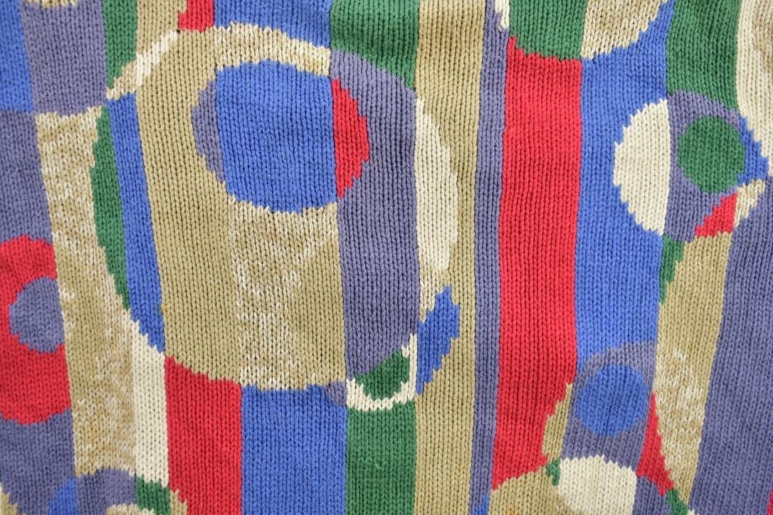 Vintage 1980s Cocktail Olives Geometric Knit Crewneck Sweater Men's M from propervintagecanada