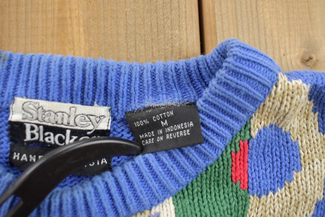 Vintage 1980s Cocktail Olives Geometric Knit Crewneck Sweater Men's M from propervintagecanada