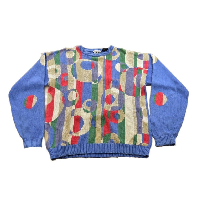 Vintage 1980s Cocktail Olives Geometric Knit Crewneck Sweater Men's M from propervintagecanada
